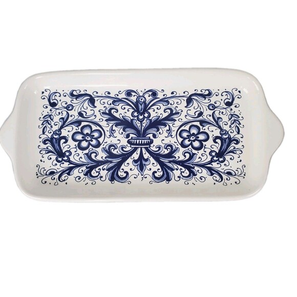 Nova Deruta Serving Snack Appetizer Plate Tray 12.25” Italian Arabesco Floral - Picture 1 of 9
